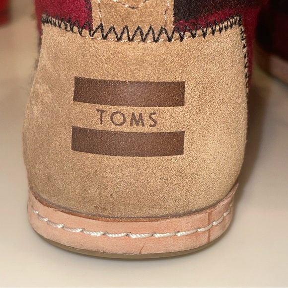 Toms Red And Black Buffalo Plaid Bota Desert Boot Leather Ankle Chukka Boots - Picture 8 of 16